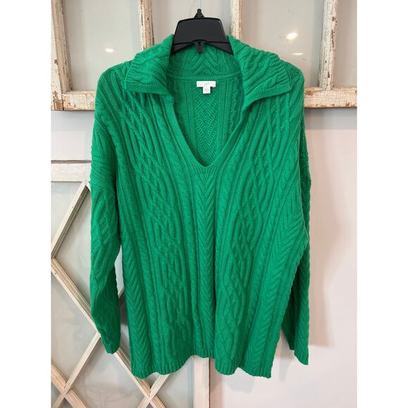 J.Jill size XL green cable knit sweater - Picture 1 of 3